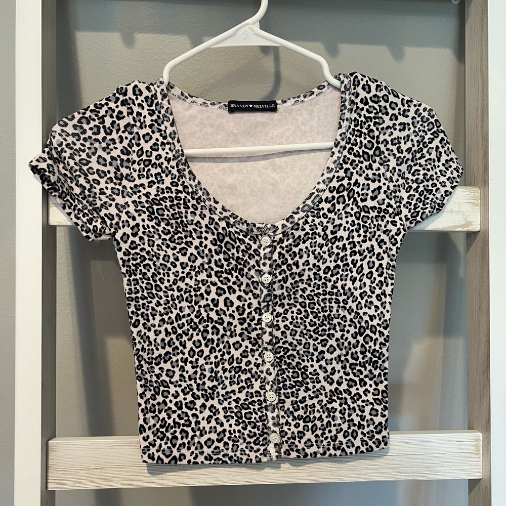 BRANDY MELVILLE Cheetah Button Down